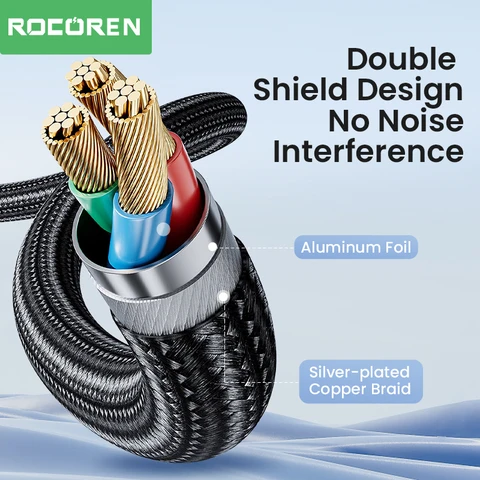 Аудиокабель Rocoren 3,5 мм на 2 RCA