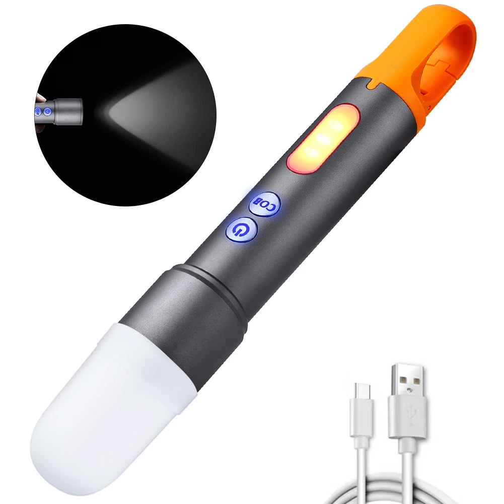 

Rechargeable COB LED Flashlight Telescopic Zoom Flash Light Outdoor Lighting for Camping Hiking Emergency Torch Warning Lamp