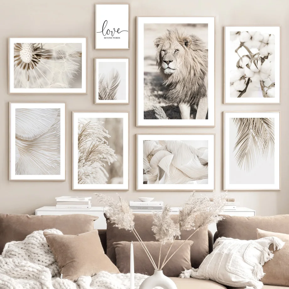 

Palm Leaves Reed Dandelion Feather Lion Sand Wall Art Canvas Painting Posters And Prints Wall Pictures For Living Room Decor