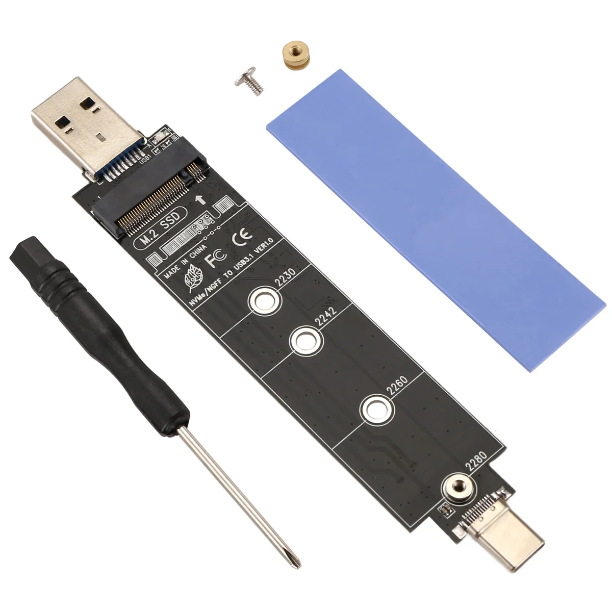 Двойной протокол Type-C Type-A M.2 NVME PCIe NGFF USB3.1 GEN2 10 Гбит/с M2 SSD-адаптер для твердотельного