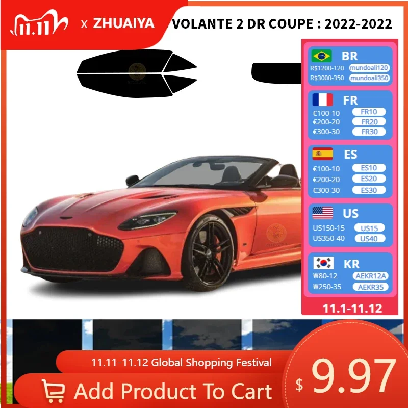 

Нанокерамическая Автомобильная УФ-пленка Precut для окон Автомобильная оконная пленка для ASTON MARTIN DBS VOLANTE 2 DR COUPE 2022-2022