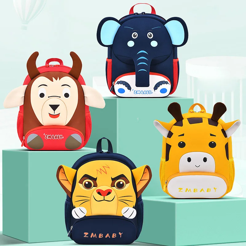 2022 Cartoon Lion King School Bags for Boys1-3-6 Years Old Kindergarten Anti-lost 3D Monkey Backpacks Kids Girl Mochila Infantil