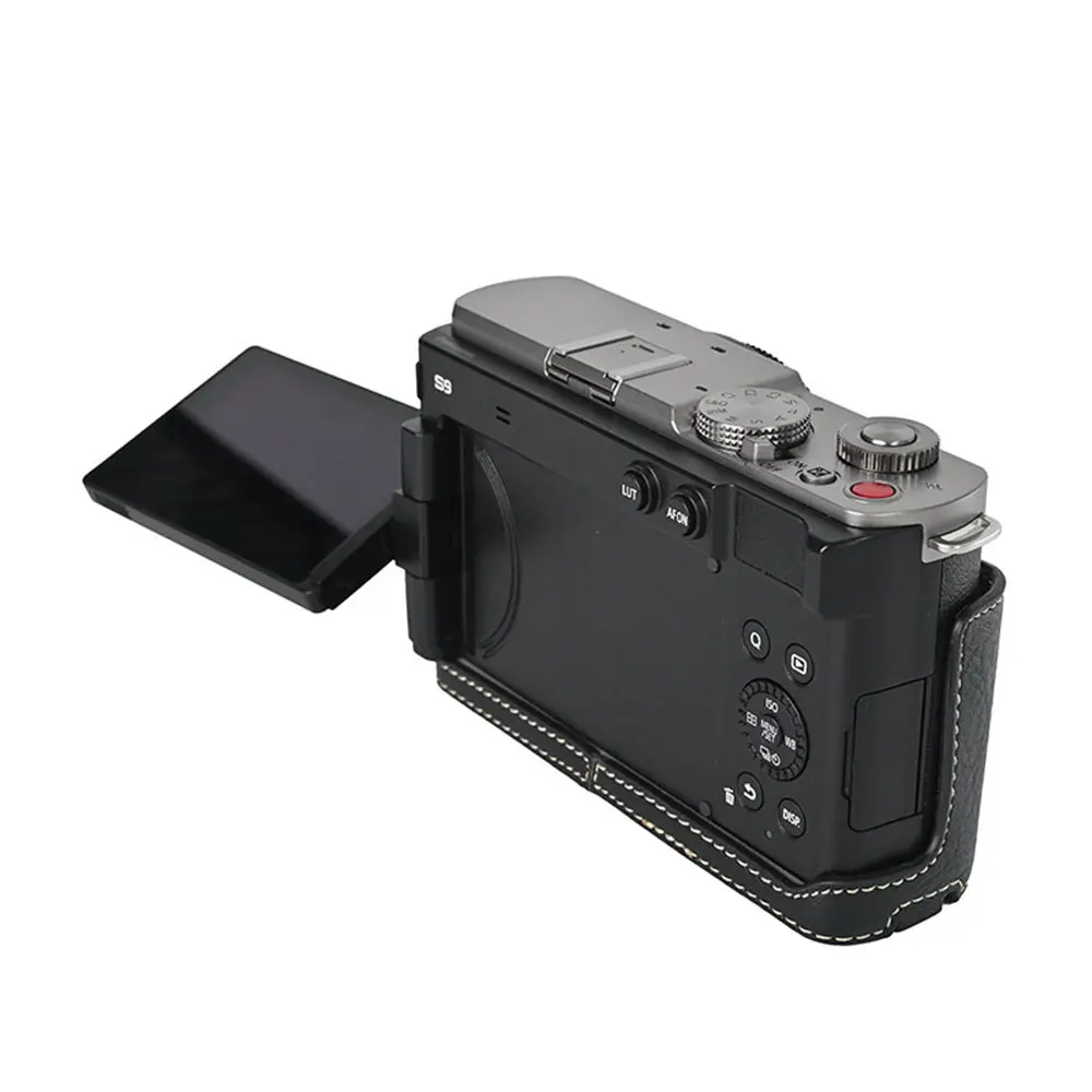 Фото Получехол для камеры из искусственной кожи Litchi для Panasonic Lumix S9 S5 S5II G100K FZ80D с нижним отверстием и плечевым ремнем №3