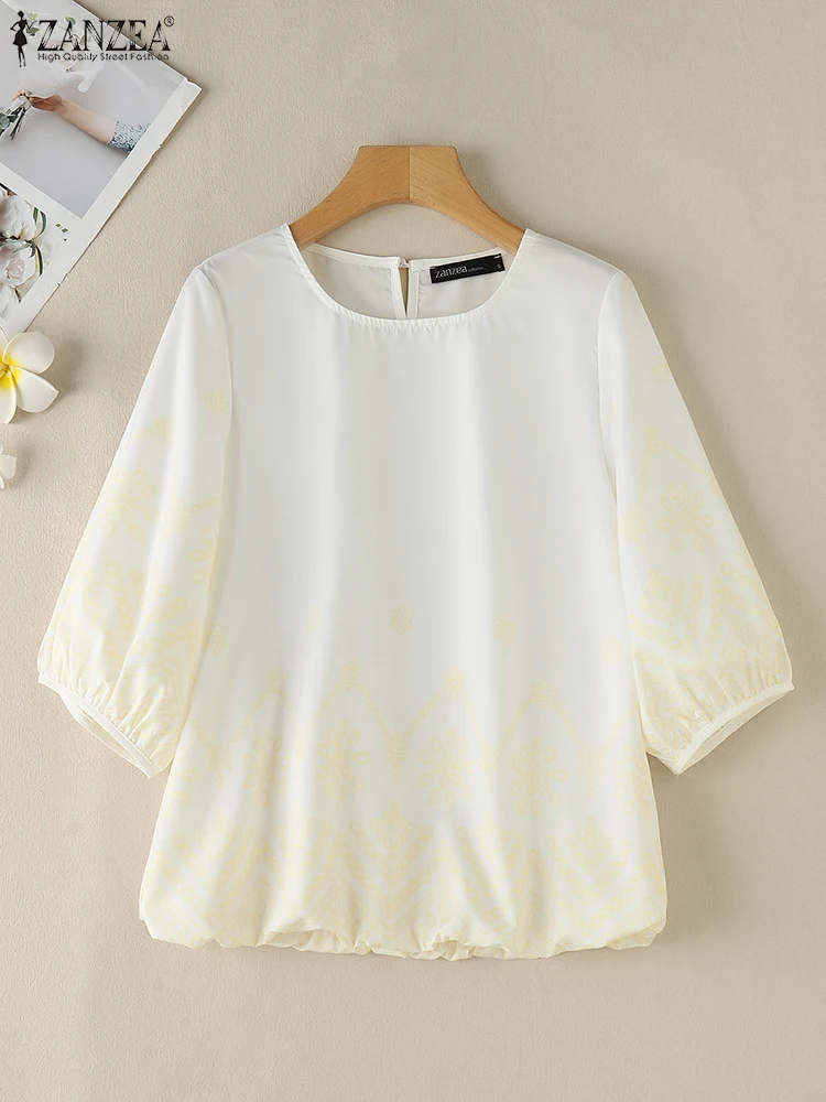 ZANZEA элегантные праздничные туники топы с пышными рукавами 3/4 женские свободные