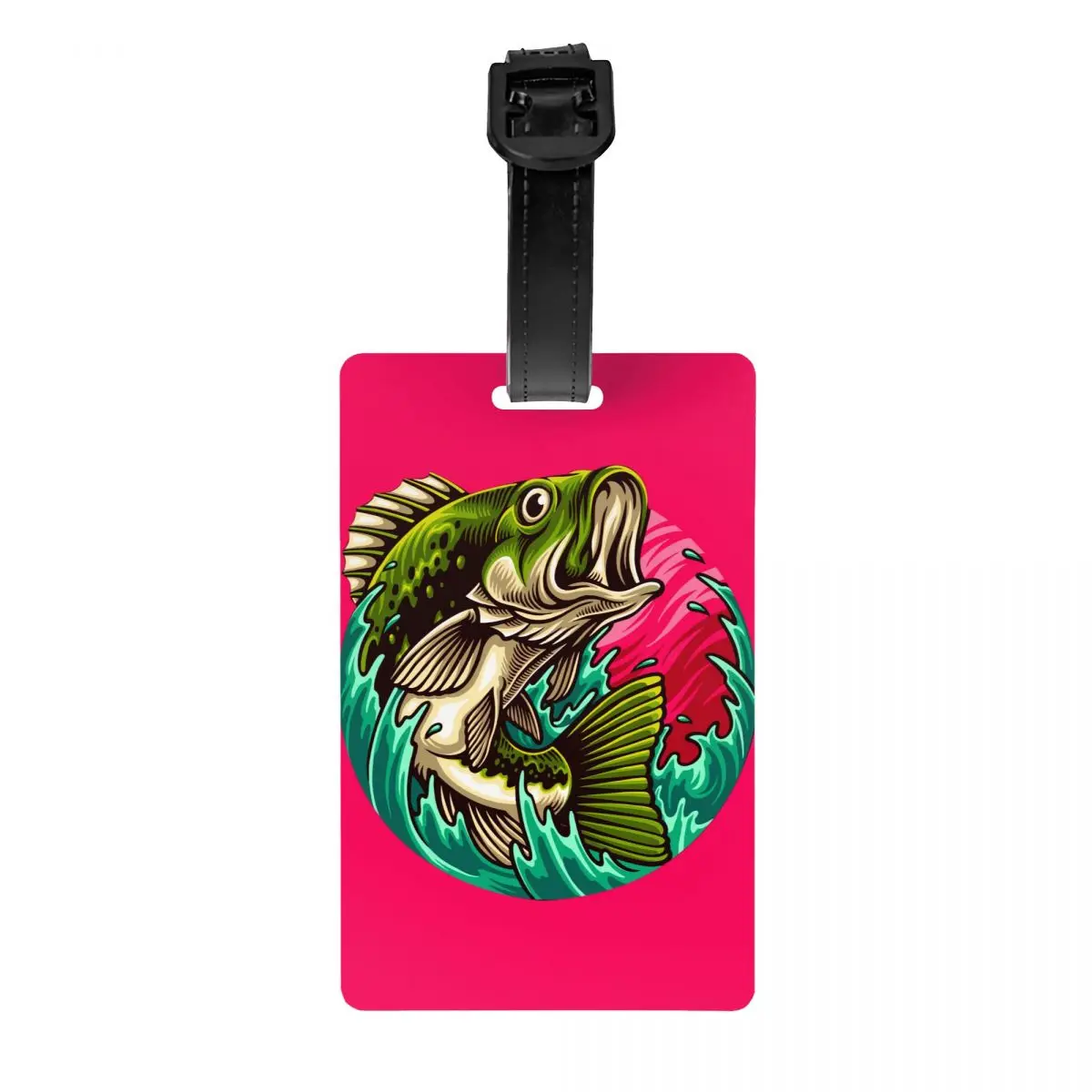 

Custom Fish Fisherman Fishing Bass Luggage Tag With Name Card Privacy Cover ID Label for Travel Bag Suitcase