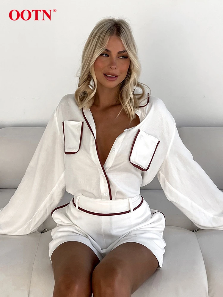 OOTN летние белые хлопковые шорты женские комплекты из 2 предметов модные