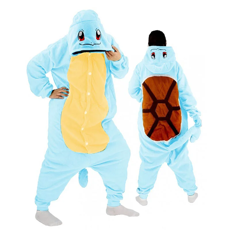 

Pokemon Costume Creative Plush Flannel Pajamas One-piece Suit Long-sleeved Winter Soft Squirtle Clothes Casual Christmas Gift