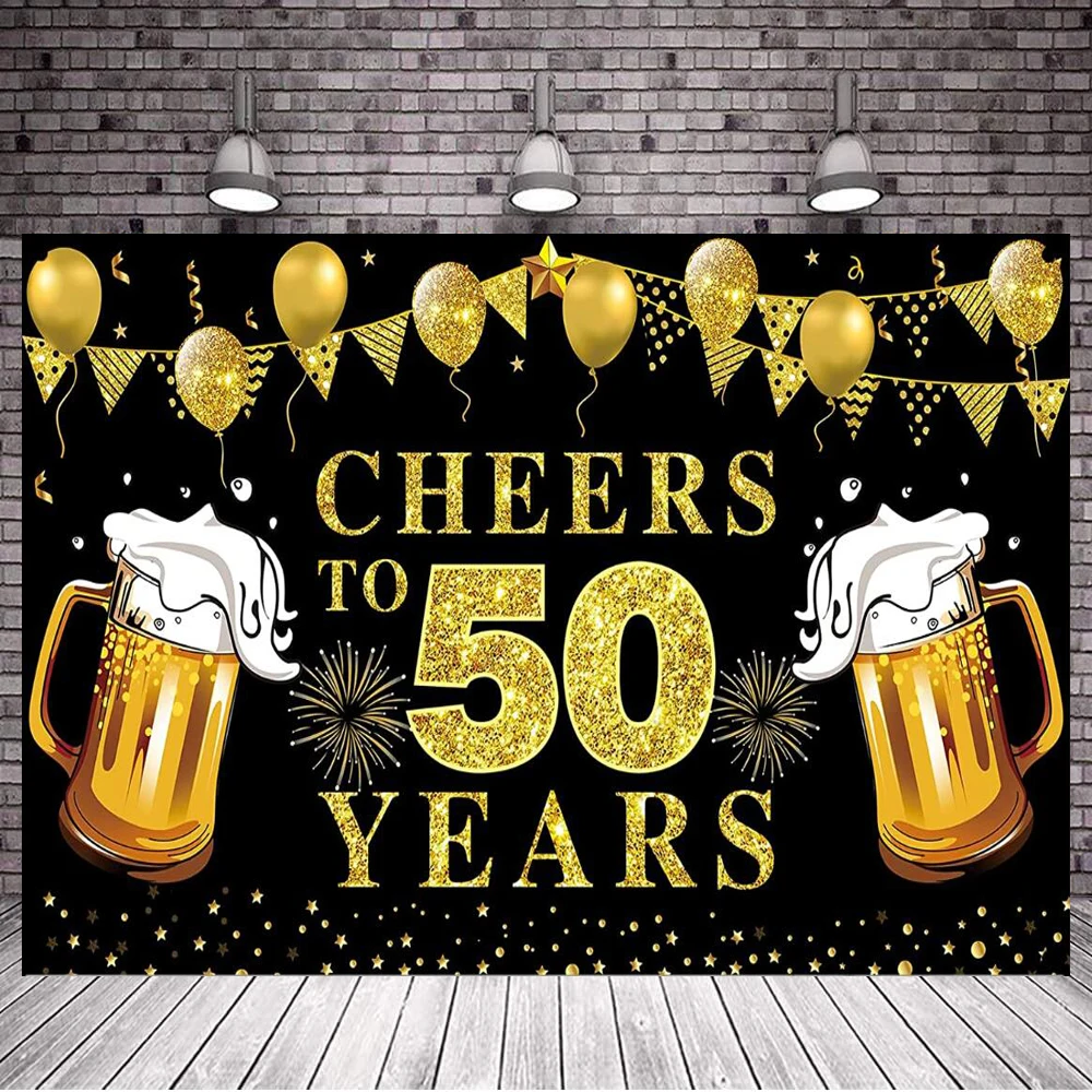 

Фотофон с удовольствием от 50 лет, Черное золото, день рождения, Декор 50 баннер к годовщине, плакат, вывеска, товары Вечерние