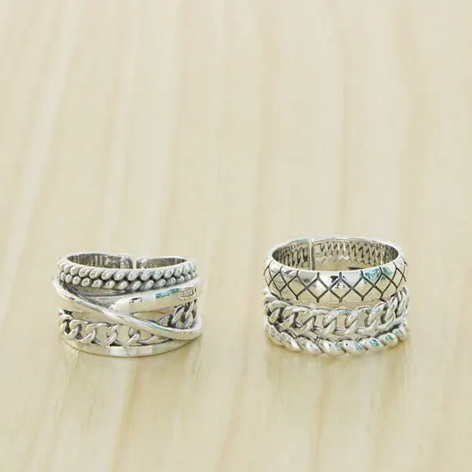 Винтажное многослойное женское кольцо с перекрестной обмоткой из серебра 925