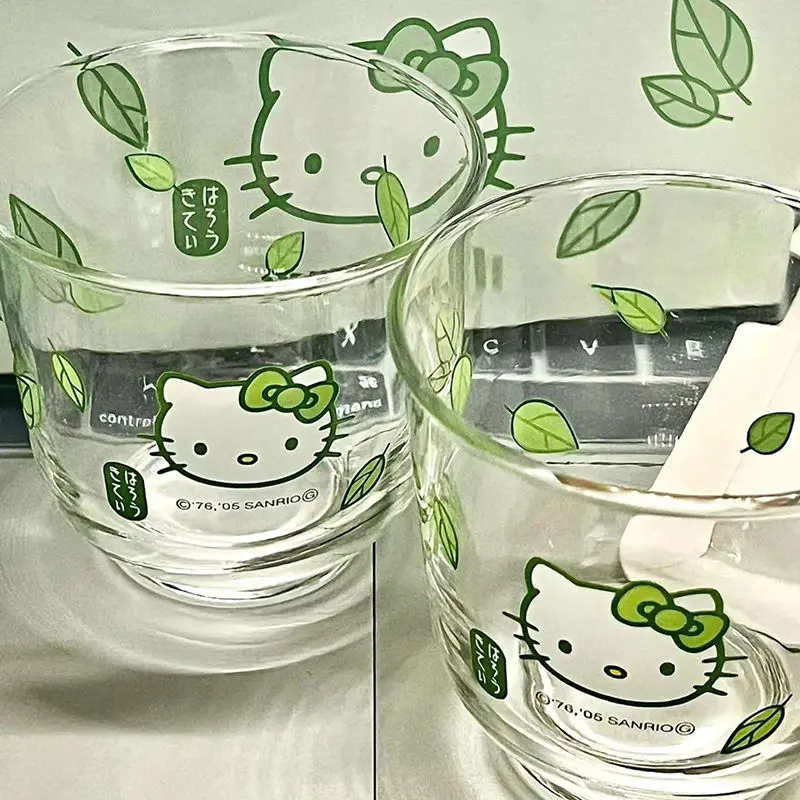 

Kawaii Sanrio Glass Water Cup HelloKittys Pochacco Cartoon Cute Portable Girl Heart Coffee Milk Cup Water Cup Gifts for Girls