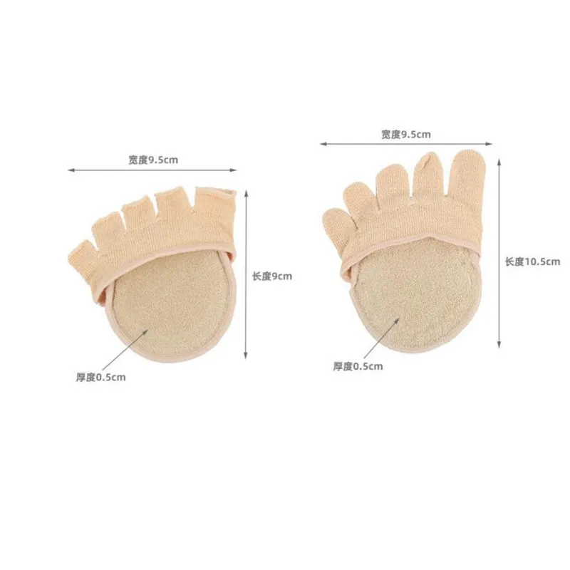 Women Soft Socks Silicone Anti-slip Lining Open Toe Heelless Liner Cotton Sock With Invisible Forefoot Cushion Foot Pad Insoles images - 6