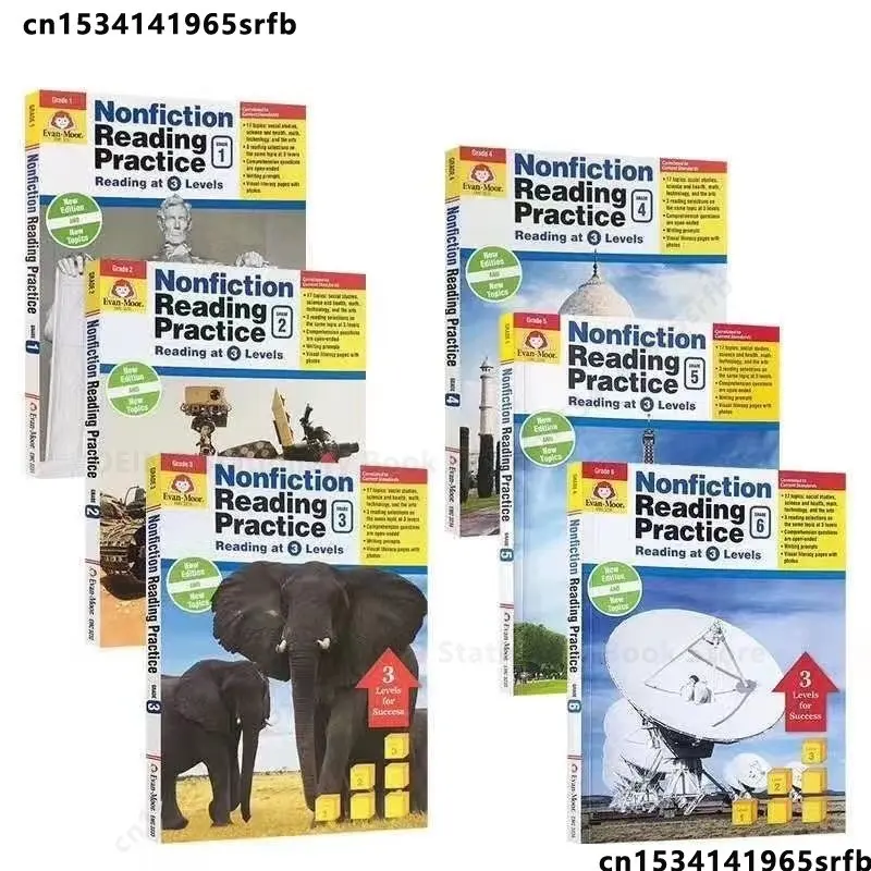 

6 Books Evan Moor Nonfiction Reading Practice Literature Textbook Workbook