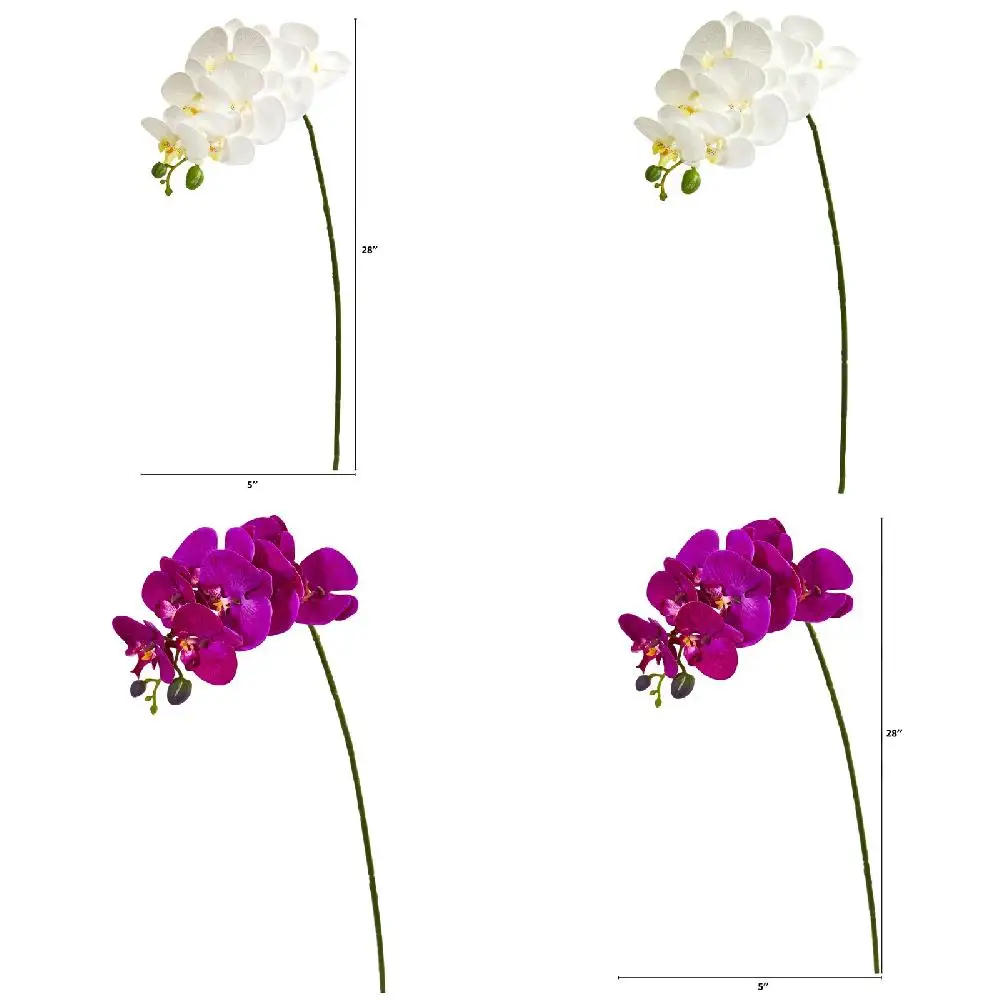 

Luxurious White Artificial Phalaenopsis Orchid Flower Stem Set (6 Pieces)
