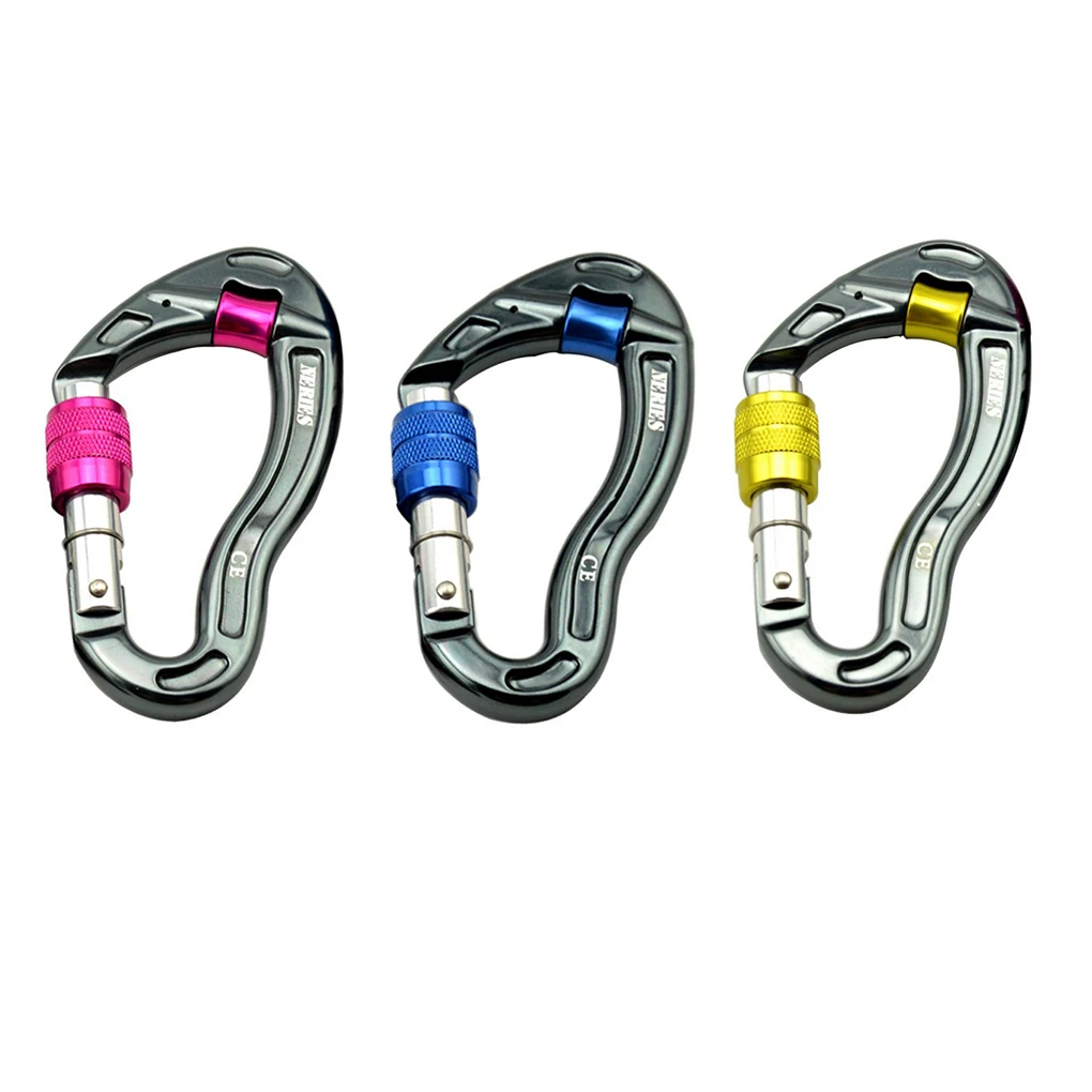 

NERIES Carabiner D Shape Portable Colorful Heavy Duty Safety Buckle Outdoor Activity Rock Climbing Carabiners Blue