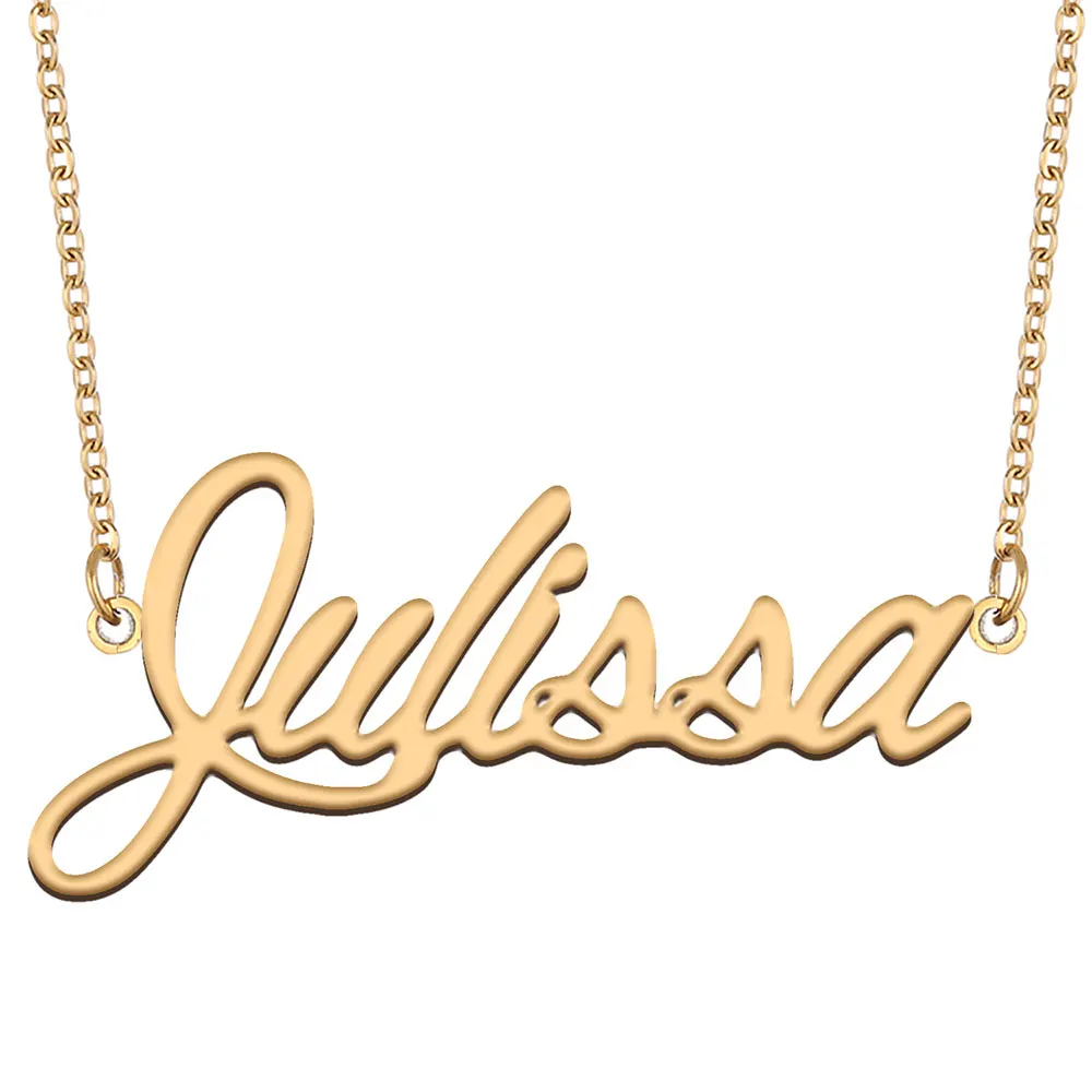 

Julissa Name Necklace for Women Stainless Steel Jewelry Gold Color Nameplate Pendant Collares Para Mujer Letters Choker