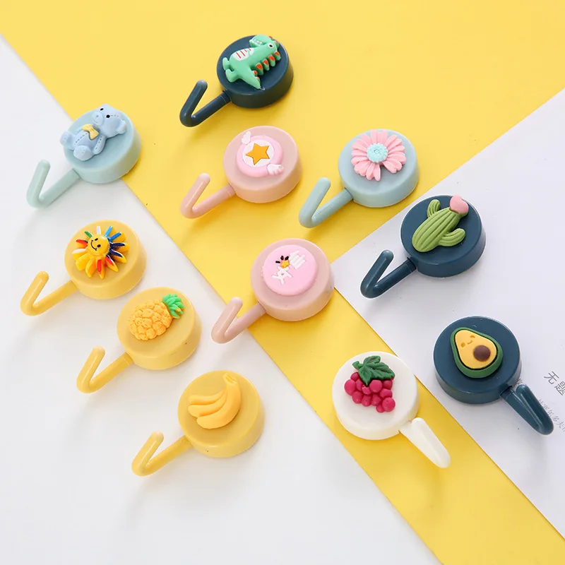

Cute Bathroom Strong Nail-free Hook Wall Seamless Sticky Hook Clothes Hook Multi-function Key Plastic Hook