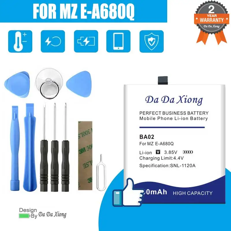 

Оригинальный новый аккумулятор 4400 мАч BA02 для Meizu Meizy A680Q E-A680Q M3E A680Q Бесплатная двусторонняя клейкая лента