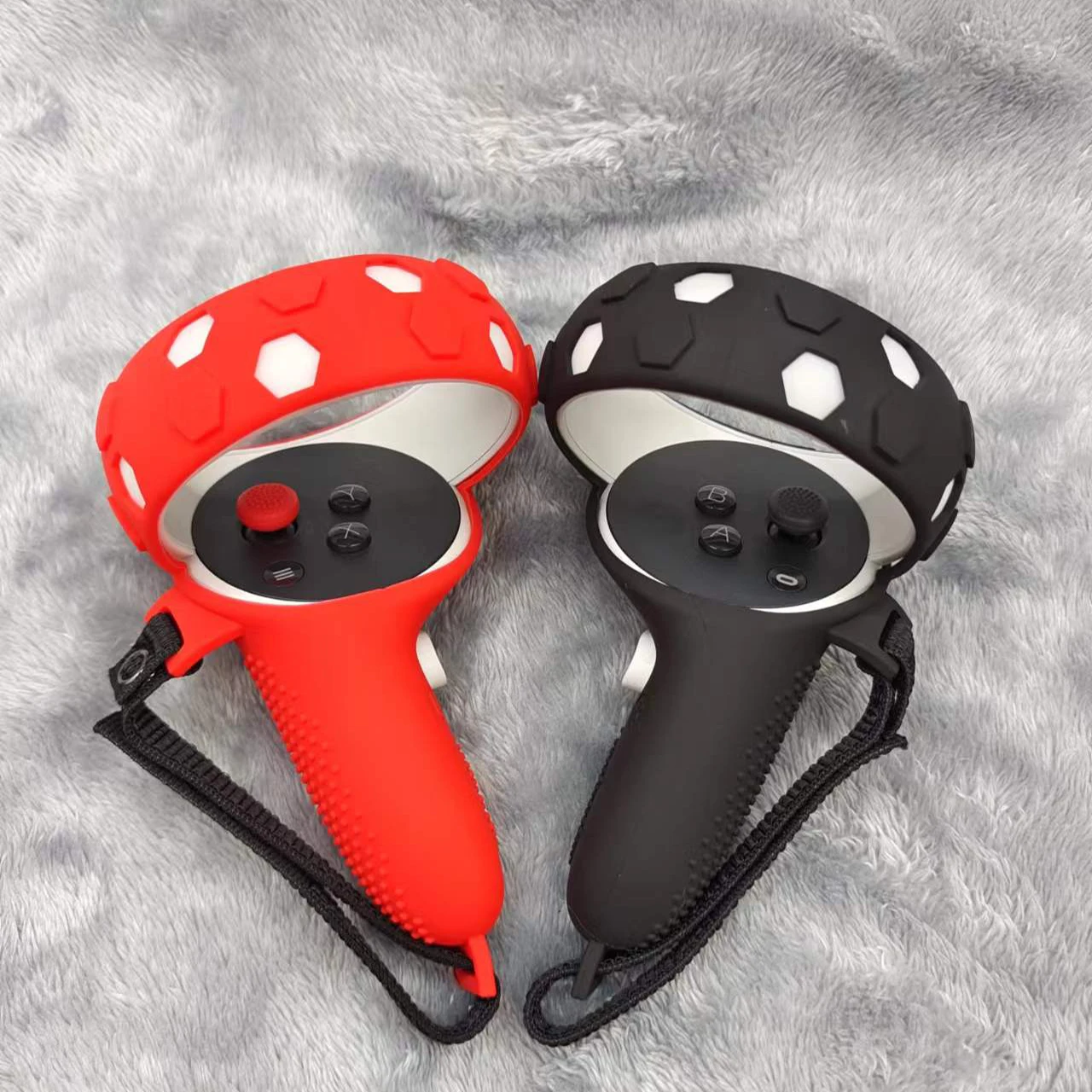 

Touch Controller Silicone Grip Ring Cover+Thumb Caps for Oculus Quest 2 VR Protective Accessories Black Red