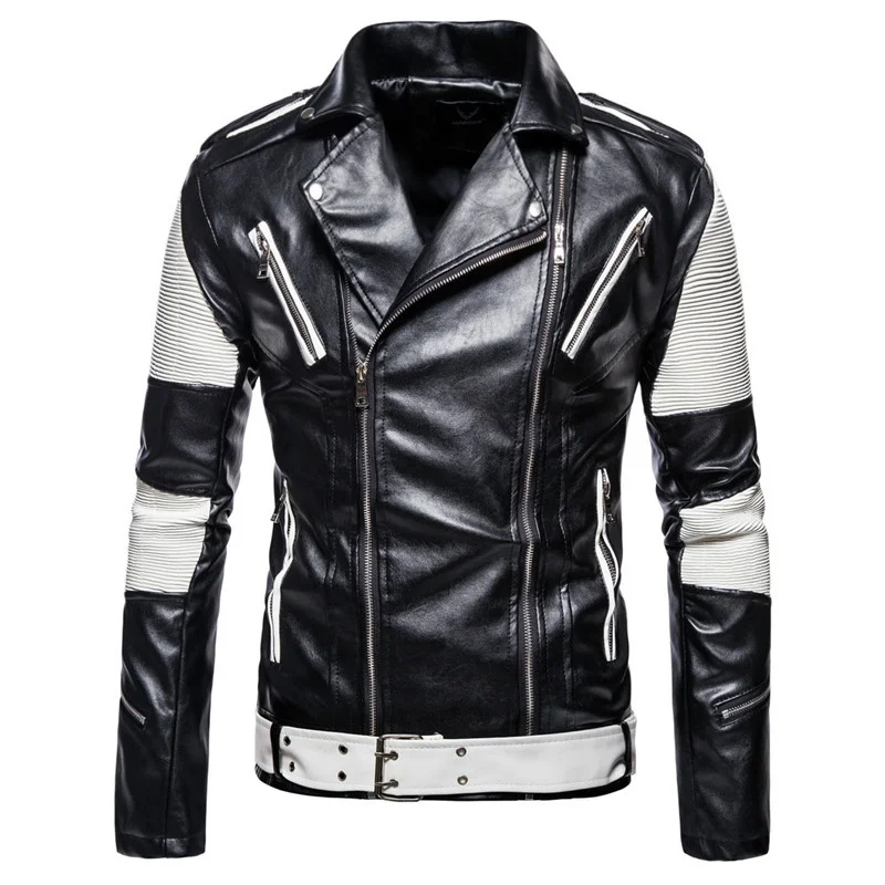 2022Mens Clothing Autumn Casual Motor Spliced Leather Jacket Men Fashion Biker Vintage Warm Windbreaker Leather Jacket Coat Men