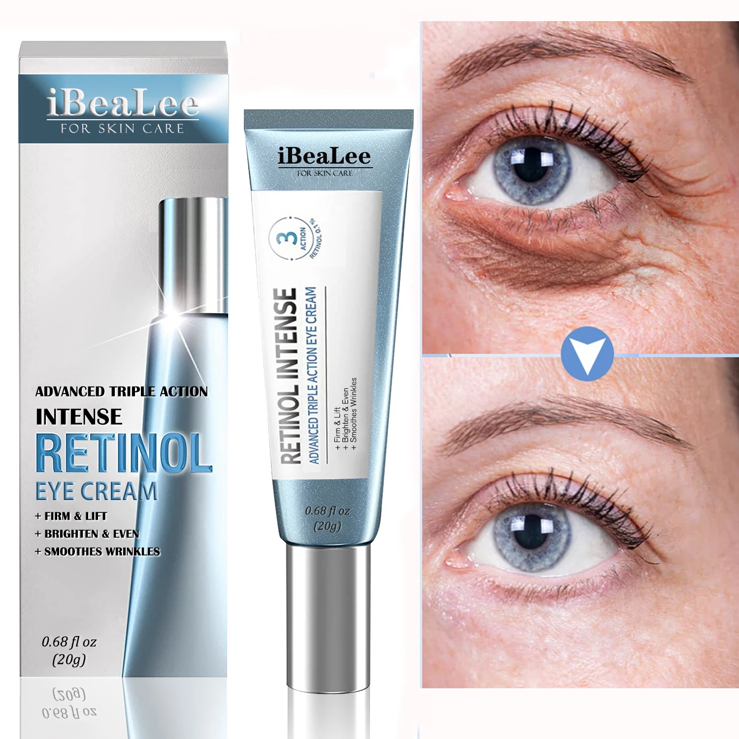 

Retinol Anti Wrinkle Eye Cream Dark Circles Removal Fade Fine Lines Eye Bags Anti-Puffiness Anti-aging Whitening Firm Skin Care