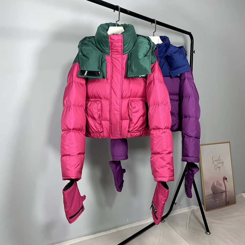 Женская зимняя куртка на белом утином пуху 2022 Модная парка женская утепленная