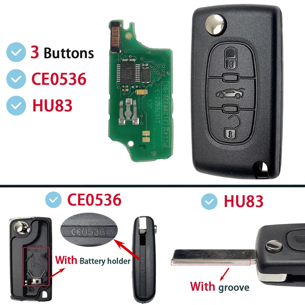 Оригинальная печатная плата ASK 0536 для Peugeot 207 307 308 407 607 807 для Citroen C2 C3 C4 C5 C6 Xsara Berlingo, откидной дистанционный автомобильный ключ