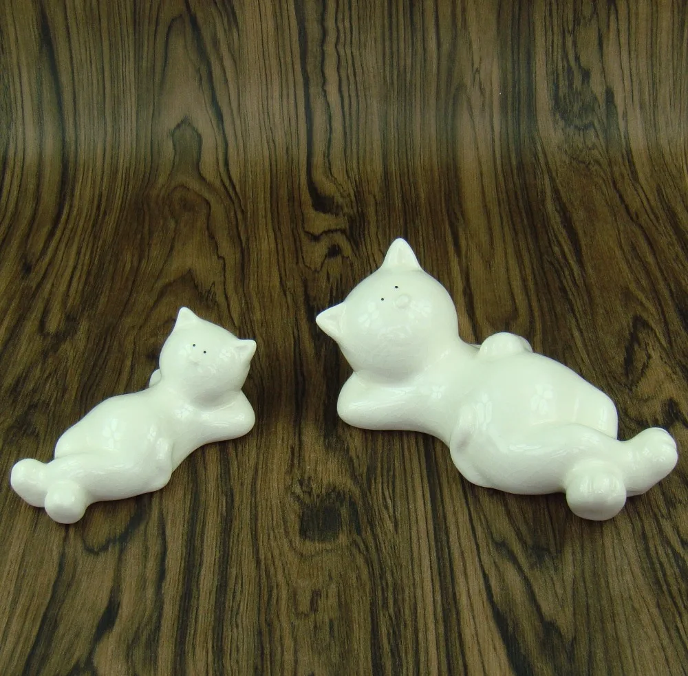 a porcelanowe figurki kotów do opalania dekoracyjna ceramika miniatury kotek nowość ozdoba ze zwierzętami sztuka i rzemiosło akcesoria