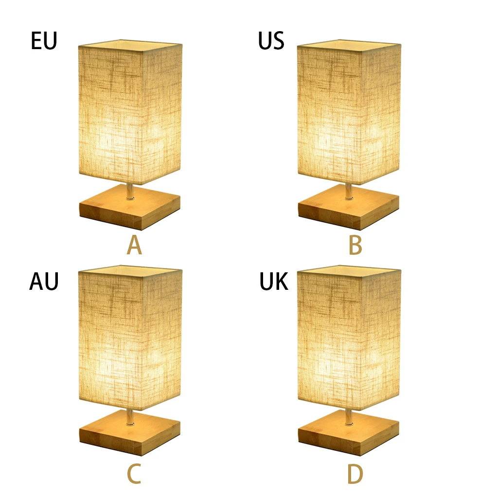 

Cozy Bedroom Table Lamp - Eco-Friendly Bamboo And Linen Warm Wood Night Light Wooden Home Art EU