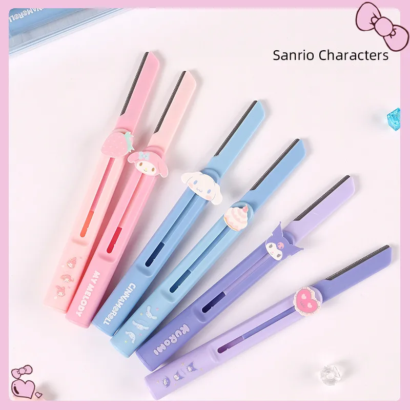 

Милый мультяшный кавайный Sanrioed Kuromi Mymelody Cinnamorol удобный Телескопический безопасный острый Портативный нож для бровей