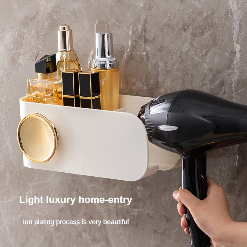 

Hair Dryer Shelf Household Bathroom Free Punching Wall Hanging Hair Dryer Storage Hanger Bathroom Accessories
