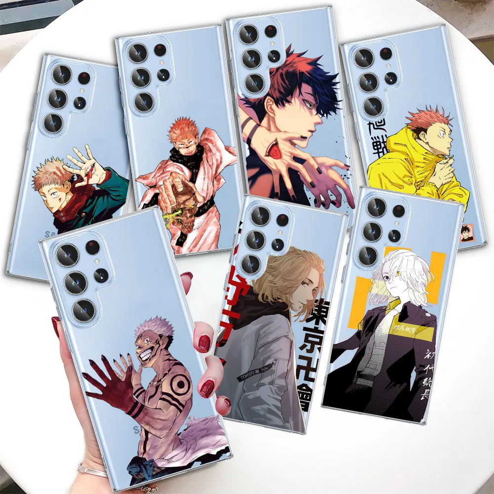 

Clear Case for Samsung Galaxy S23 S22 Ultra S21 S20 FE TPU Phone Cases S10 5G S9 S8 Plus S10e S7 Edge Cover Jujutsu Kaisen Anime