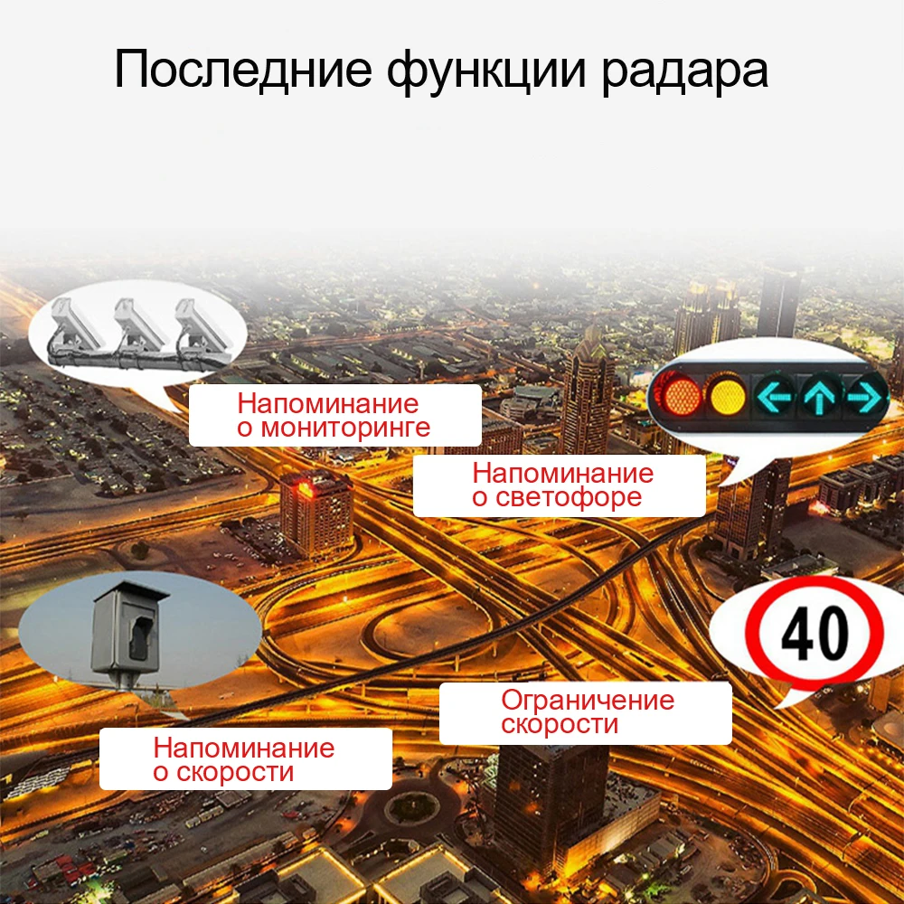 Автомобильный видеорегистратор FHD с радар-детектором для России GPS-трекером