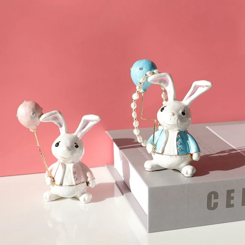 

Creative balloon rabbit jewelry box ring necklace box enamel ornaments storage box gift desktop decoration