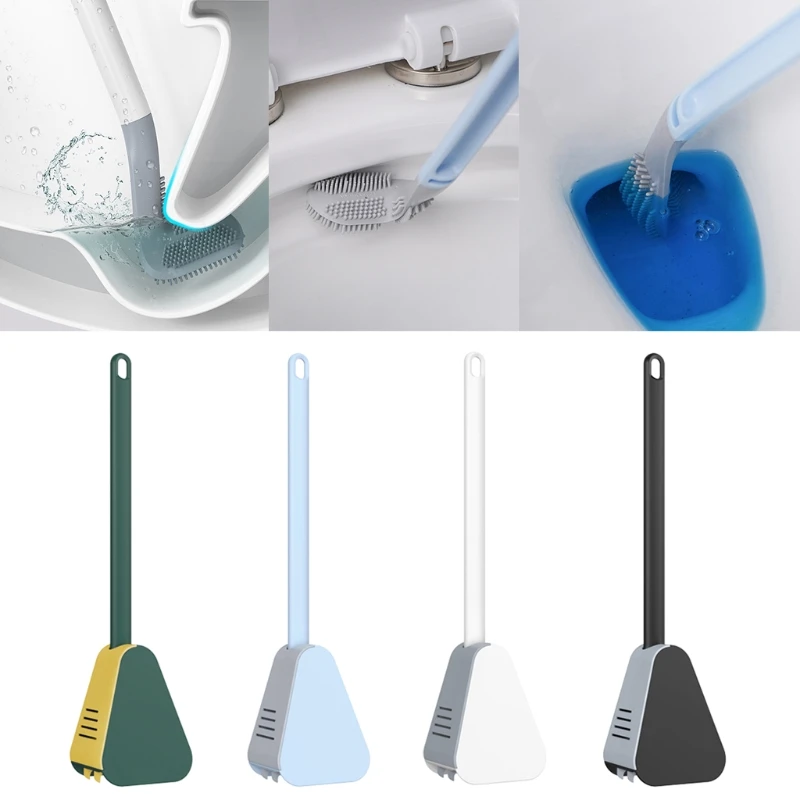 

N58C Bathroom Toilet Bowl Brush Toilet Cleaning Brush Kit with Soft Plastic Non-slip Long-handled Tpr Bristles Clean Easily