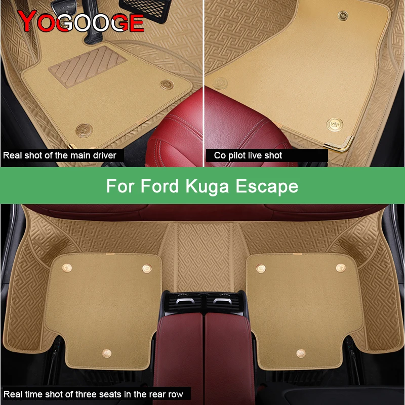

YOGOOGE Car Floor Mats For Ford Kuga Escape Luxury Auto Accessories Foot Carpet