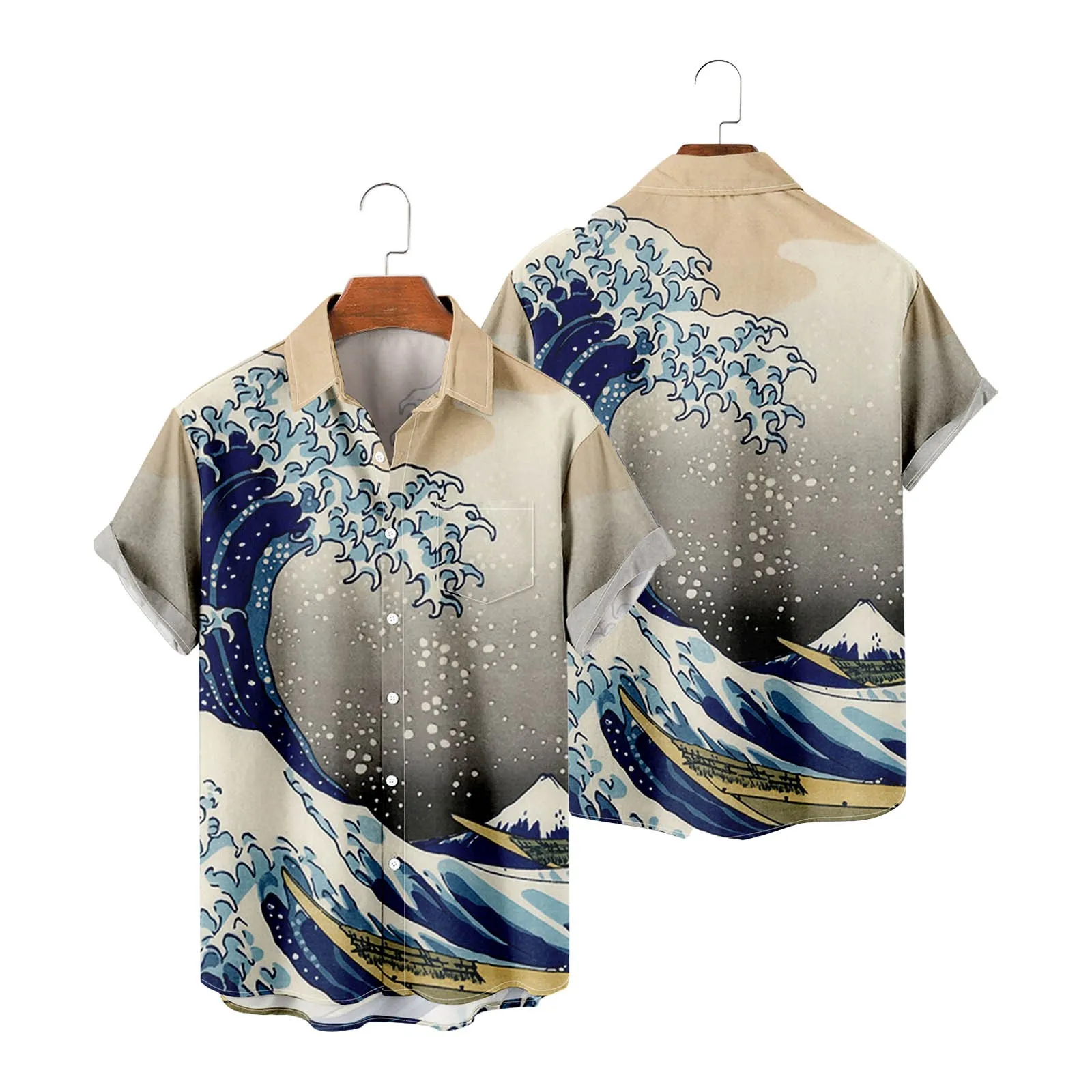 

flower printing Shirts Mens Printed Hawaiian Shirts Short Sleeve Button boy Down Beach Shirts Fashion Harajuku Pullover