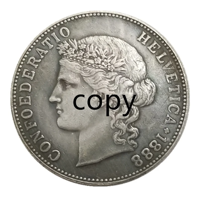 

1888-B Switzerland 5 Frans Silver Plated Coins Home Decor Coin Lucky Magic Collectible Coins REPLICA Medal Coins Christmas Gifts