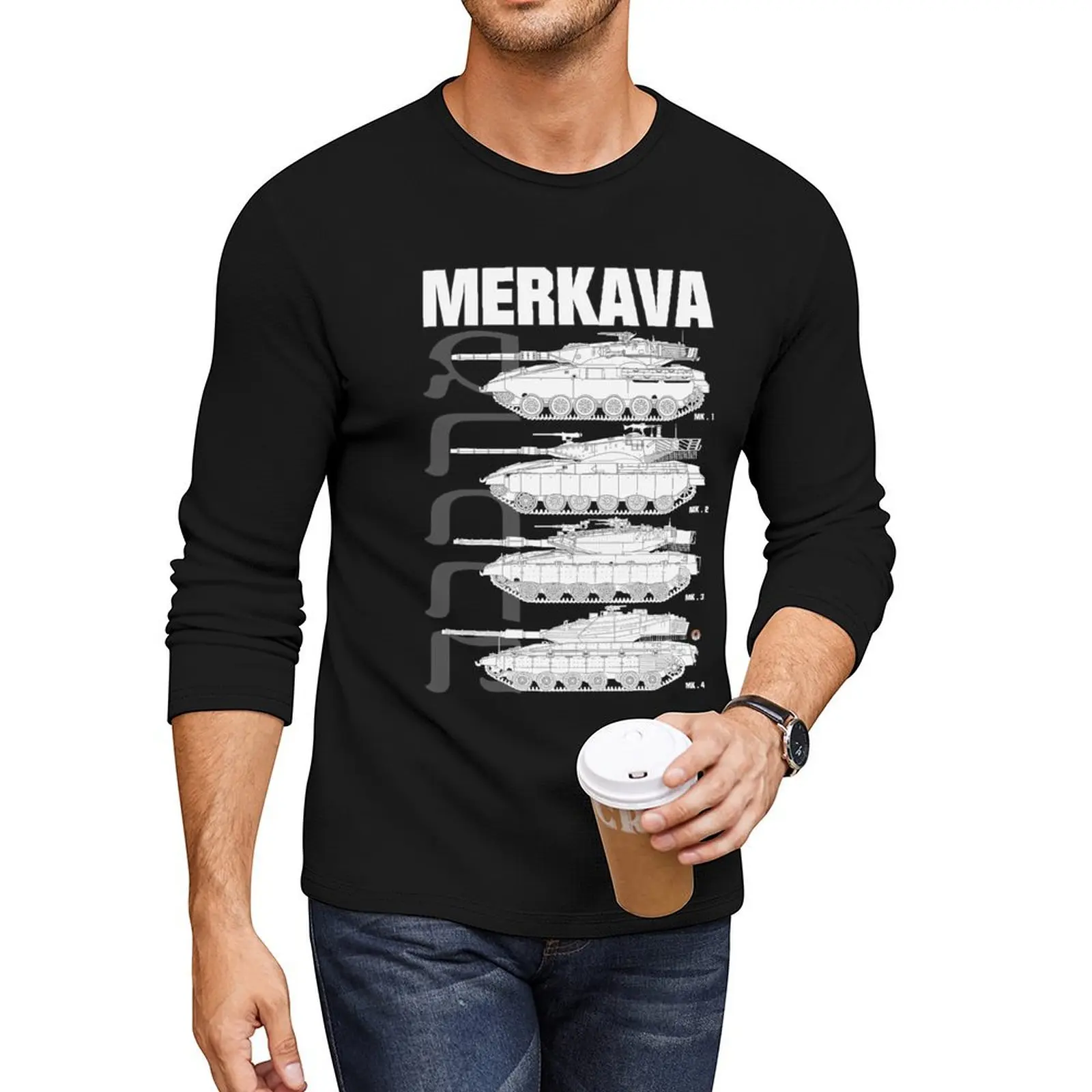 Меркава Мк1 Мк2 Мк3 и Мк4 в том же дизайне длинная футболка топы одежда стиле аниме