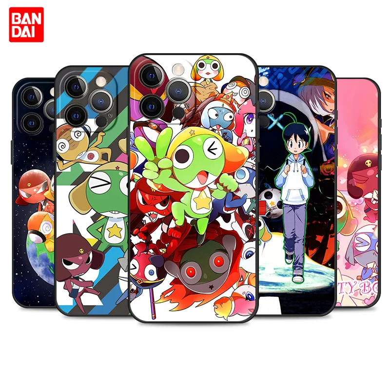 

KERORO Cartoon Case for iPhone 11 12 13 Pro Max SE 2020 11pro 12pro 13pro Mini Black Luxury Phone Accessorie Soft Cover Silicone
