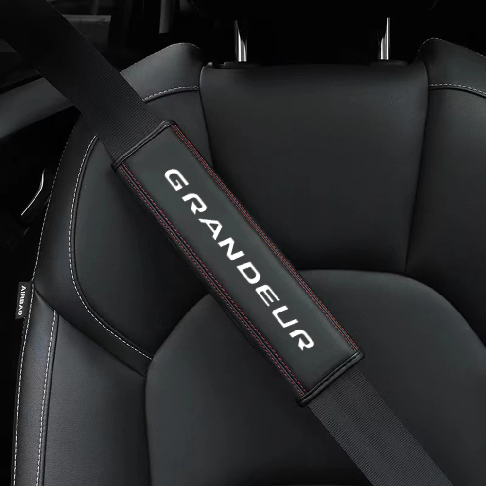

1pcs High Quality Leather Car Seat Belt Safety Cover Shoulder Strap Pad for Hyundai GRANDEUR Shoulder Protector Auto Accessories