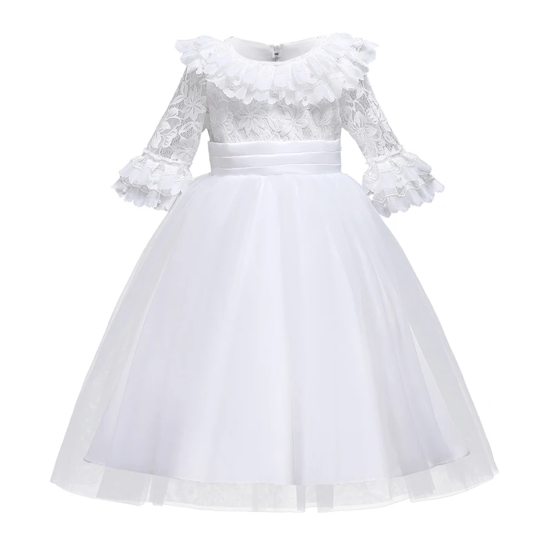 

Children Clothing 2022 Spring Summer New Sweet Lace Kids Wedding Dress For Girls Princess Dress Pearl Mesh Evening Dresses 3-10Y