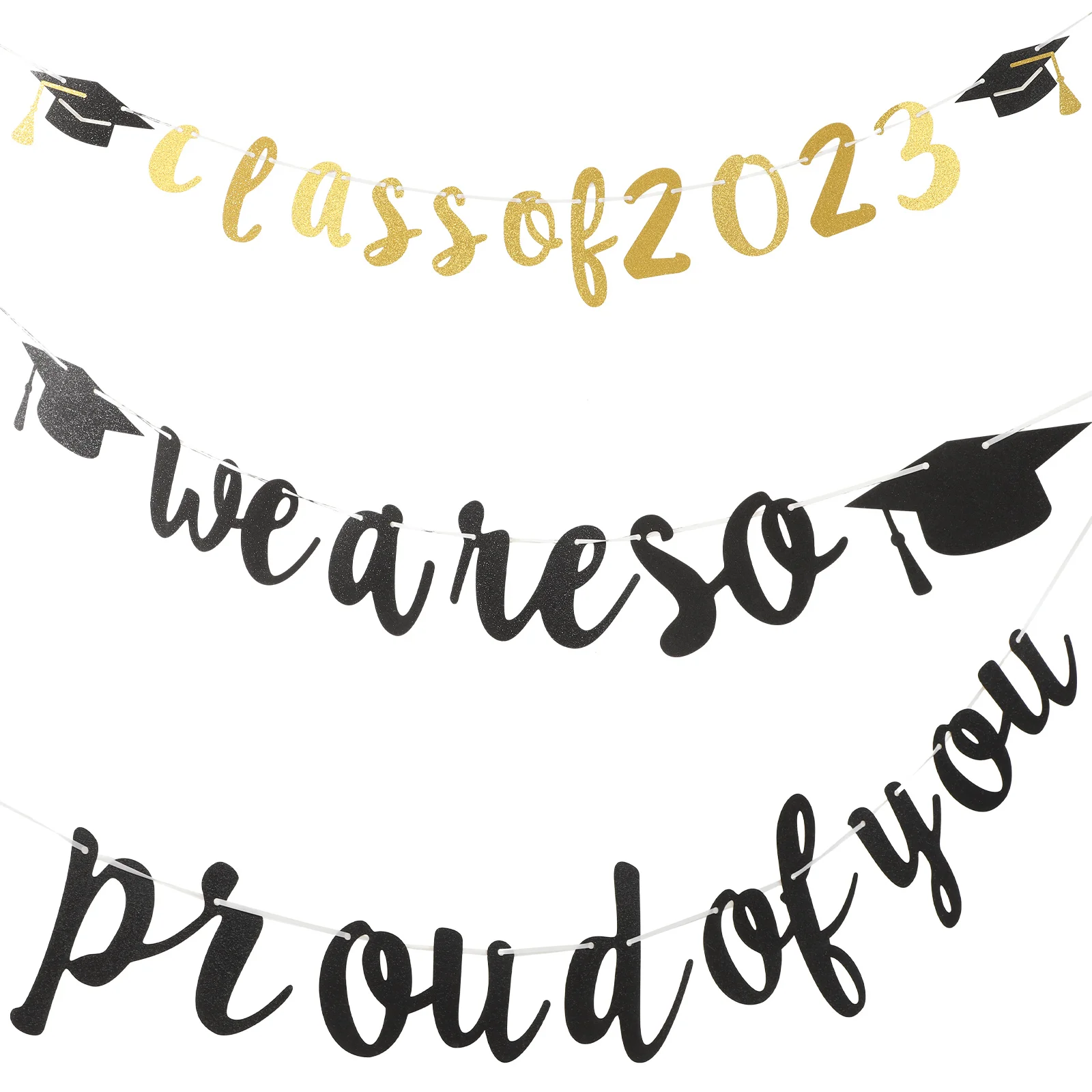 

2 Sets Graduation Party Decorations School Banner Fireplace Mantel We Are So Proud You Black Banners Garland Congrats Backdrop