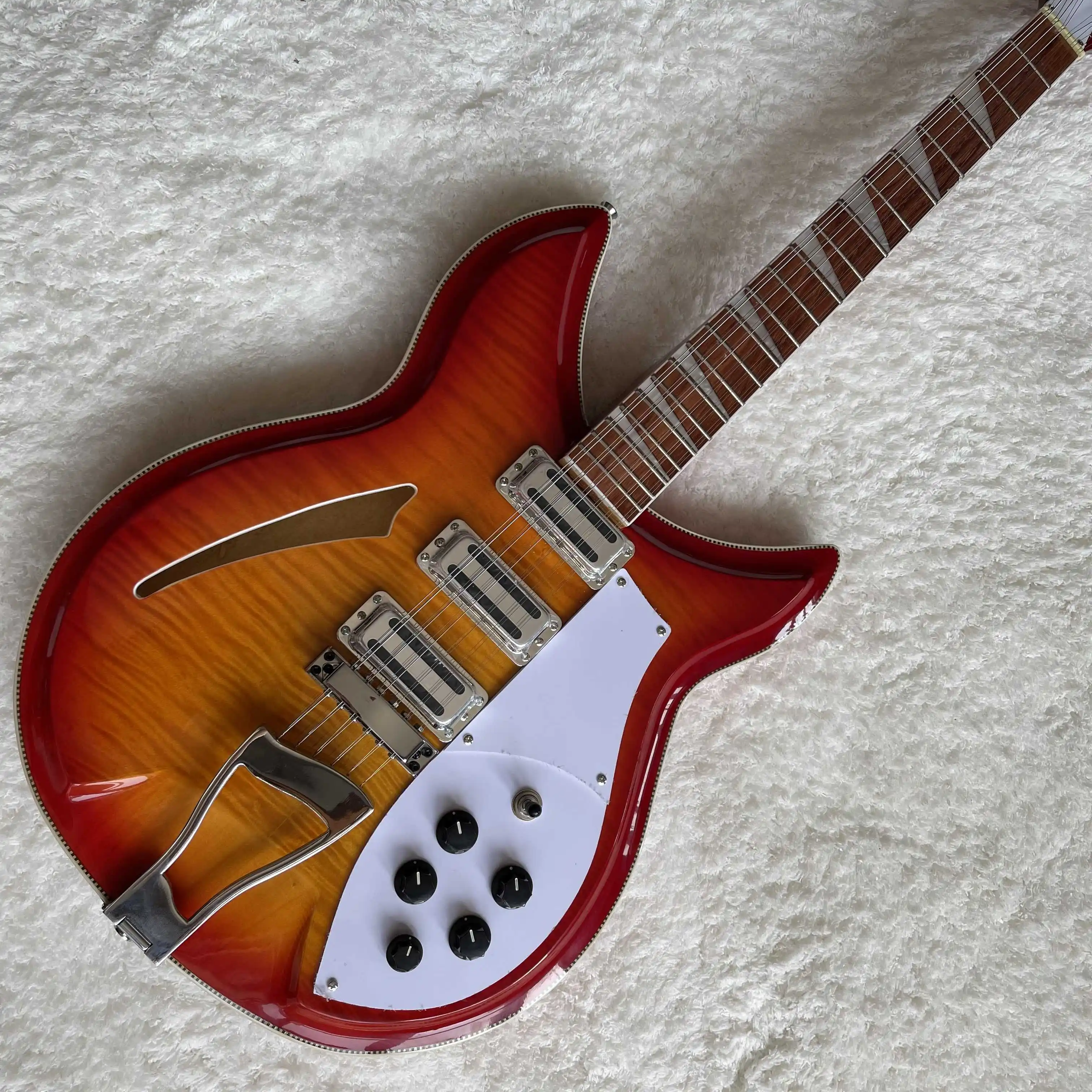 

Бесплатная доставка, коричневый, белый узор, специальная форма, уникальная, электрическая гитара, новинка 2022 года, Элитный заказ,