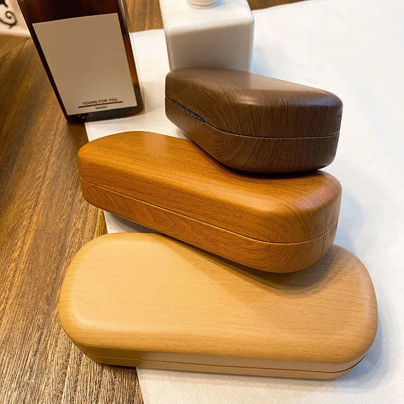 

Metal Glasses Box Retro Wood Grain Frame Sunglasses Eyewear Case Storage Box Reading Glasses Case
