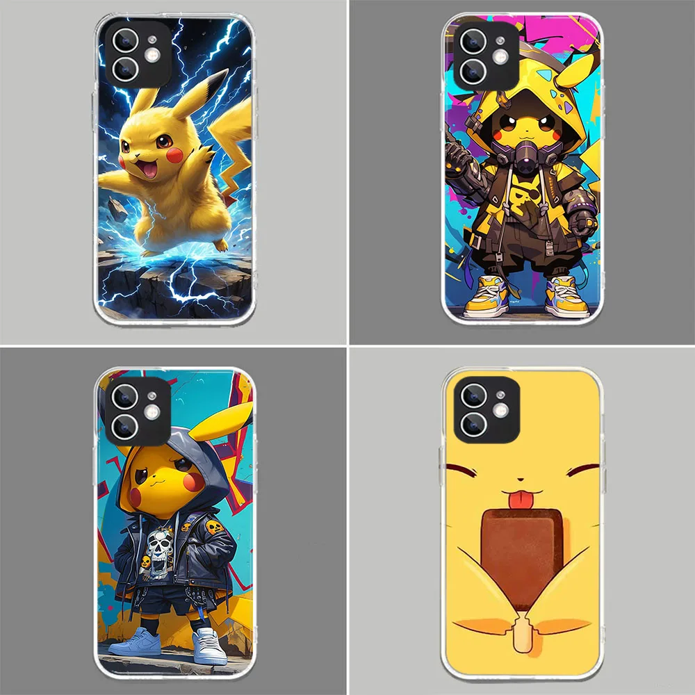 WRA-21 Pokemon Pikachu Transparent Flexible TPU Case For iPhone XS XR 5 6 7 8 SE 11 12 Mini Plus Pro Max