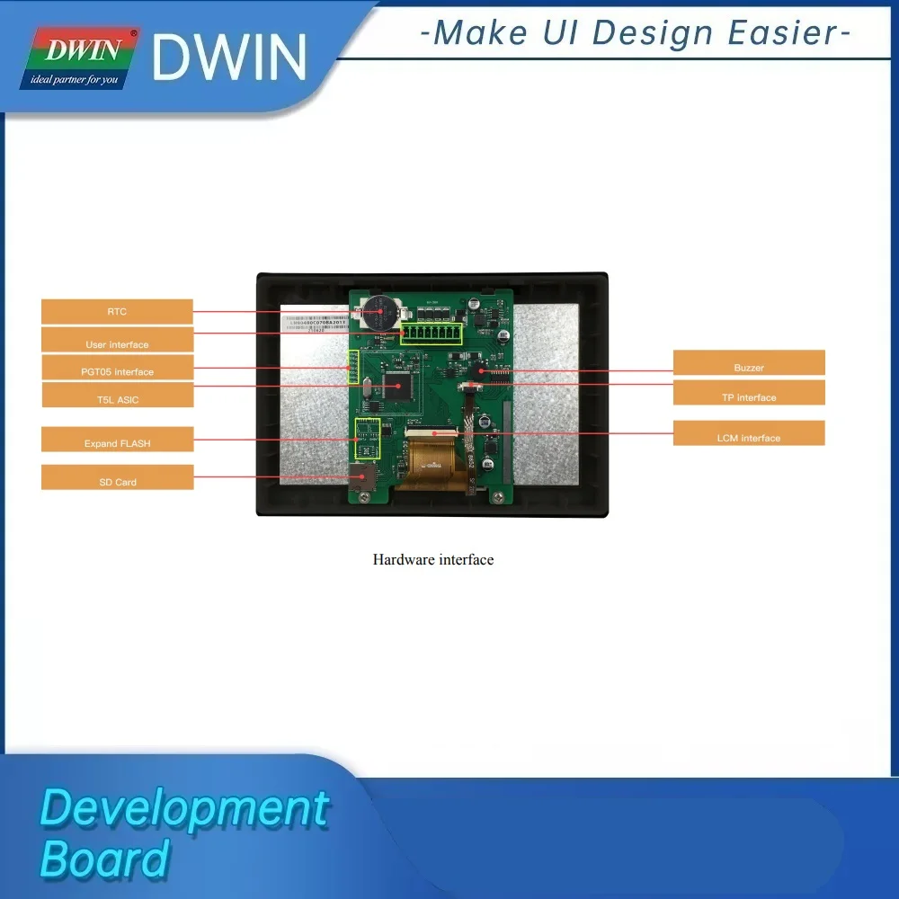 DWIN 7 дюймов 800*480 разрешение 262K цвета HMI UART порт TV-TN-TFT-LCD резистивный сенсорный экран