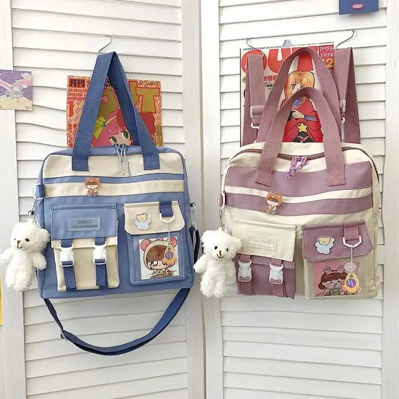 

Водонепроницаемая нейлоновая женская сумка-тоут, вместительные женские сумки, многофункциональный Молодежный ранец через плечо, школьный ...