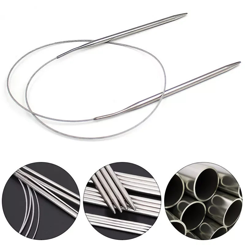 

NEW 43/60/120cm Stainless Steel Ring Needle Knitting Needles Sweater Weaving Tools DIY Knit Accessories Crochet Needle Knitting