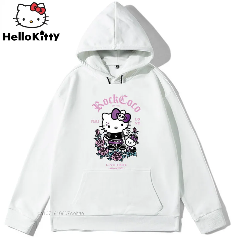 

Sanrio Hello Kitty Casual Sweatshirts Men Women Streetwear Sports Lovers Clothes Hot Girls Trendy Hooded Couples Hoodies Coat