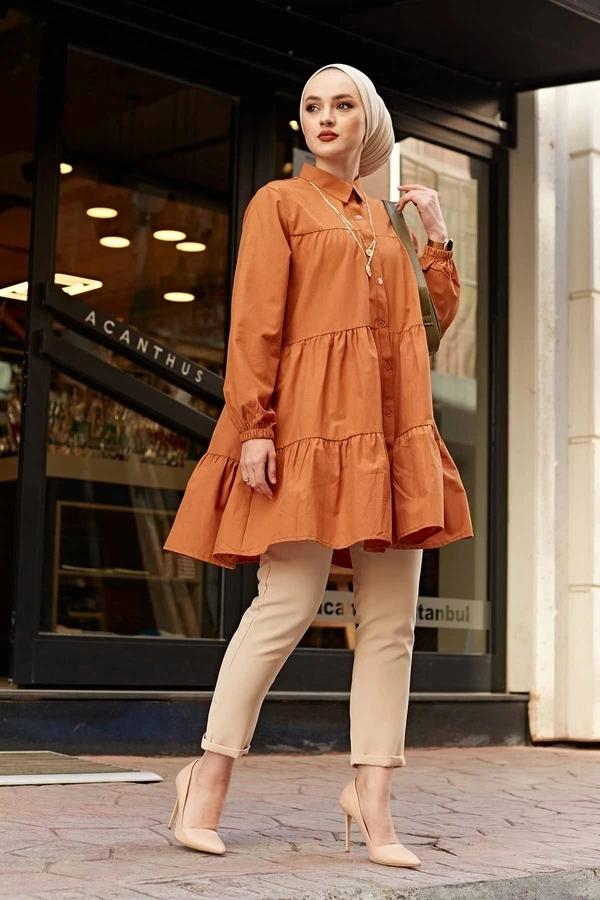 Ladies Frilly Temporary Shed Tunic Summer Spring 2021 ladies muslim clothes shirt for woman blouse casual long sleeve
